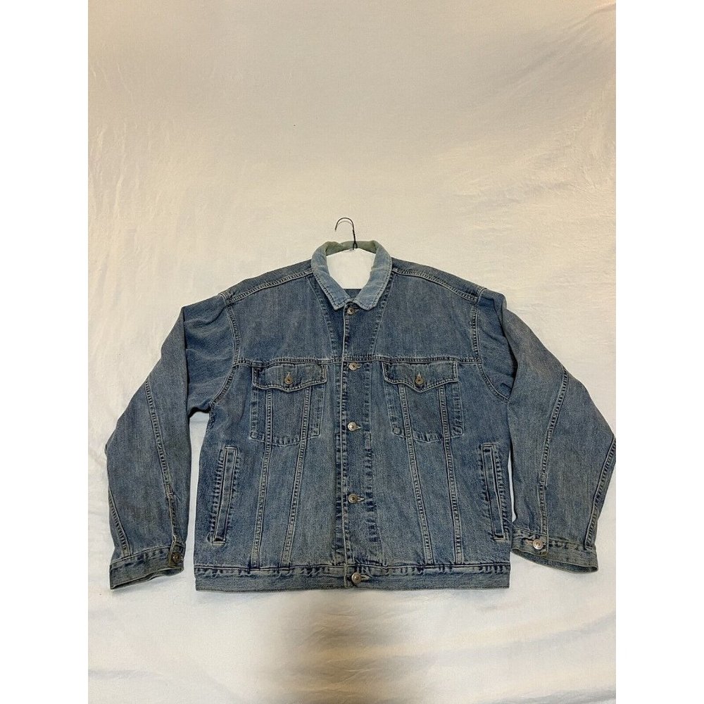 VINTAGE Banana Republic Jacket Adult Xl Blue Jean Denim Coat Men 90s Bc